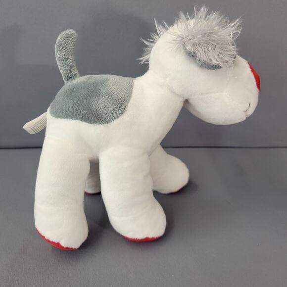 Puppy Dog Plush Toy White Gray Red Nose Soft Lovey by Oriental Trading Co. 8" - Picture 4 of 11